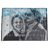 Naam Datum Foto Huwelijksgunst Dank u Blauwe Sterr Large Cadeautasje (Voorkant)