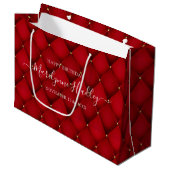 Naam Datum Harlekijn Rood Verjaardag Groot Cadeauzakje (Voorkant Gekanteld)
