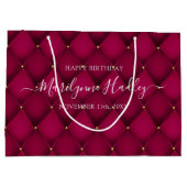 Naam Datum Harlequin Bourgondië Verjaardag Groot Cadeauzakje (Achterkant)