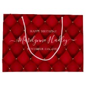 Naam Datum Harlequin Rode Verjaardag Groot Cadeauzakje (Achterkant)
