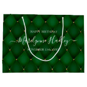 Naam Datum Harlequin Smaragdgroene Verjaardag Groot Cadeauzakje (Achterkant)