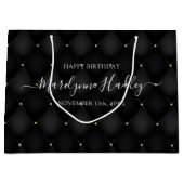 Naam Datum Harlequin Zwart Verjaardag Groot Cadeauzakje (Voorkant)