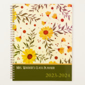 naam Datum Retro Daisy Floral Teacher Planner (Voorkant)