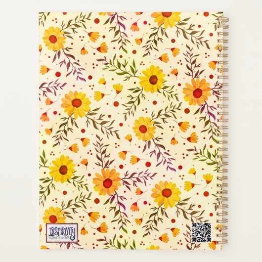  naam Datum Retro Daisy Floral Teacher Planner (Achterkant)