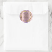 Naam Datum Roos Gold Wreath Wedding Paars Ronde Sticker (Tas)