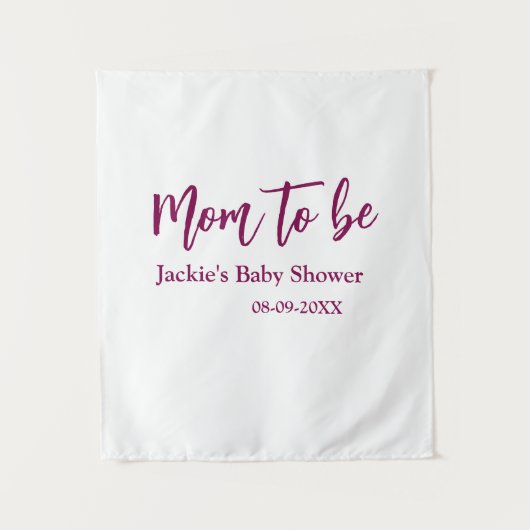 Naam datum roze eenvoudig minima baby shower voor wandkleed (Voorkant)