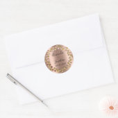 Naam Datum Roze Gouden Krans Trouw Blush Ronde Sticker (Envelop)