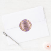 Naam Datum Roze Gouden Krans Trouw Paars Ronde Sticker (Envelop)