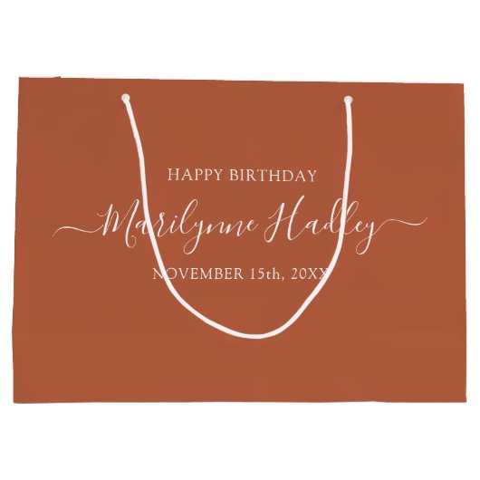 Naam Datum Rust Terracotta Verjaardag Groot Cadeauzakje (Achterkant)