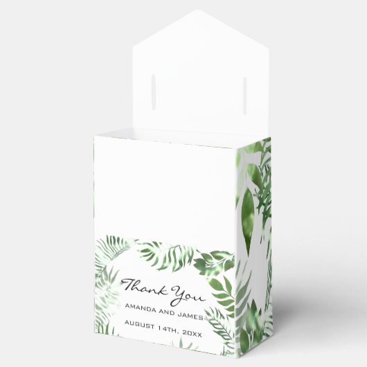 Naam Datum Witte Tropische Monstera Favor Gift Bedankdoosjes (Geopend)