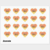 Naam Datum Zomer Rustieke Gele Peach Bruiloft Hart Sticker (Vel)