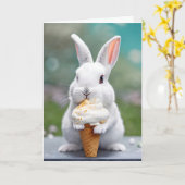 Naam Day Bunny Eating A Cone Kaart (Gele Bloem)