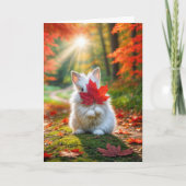 Naam Day Bunny met rood blad Kaart (Voorkant)