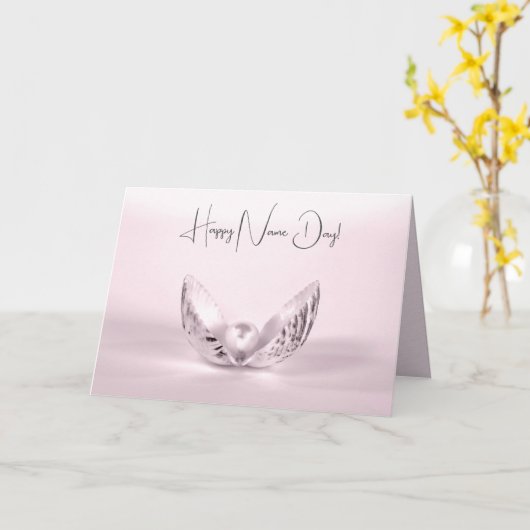 Naam Day Pearl in Seashell Kaart (Gele Bloem)