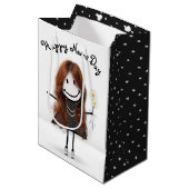 Naam Day Stick Girl met Daisies Medium Cadeauzakje (Voorkant Gekanteld)