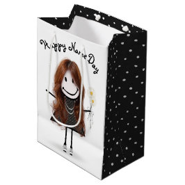 Naam Day Stick Girl met Daisies Medium Cadeauzakje