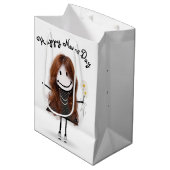 Naam Day Stick Girl met Daisies Medium Cadeauzakje (Voorkant Gekanteld)