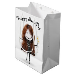 Naam Day Stick Girl met Daisies Medium Cadeauzakje