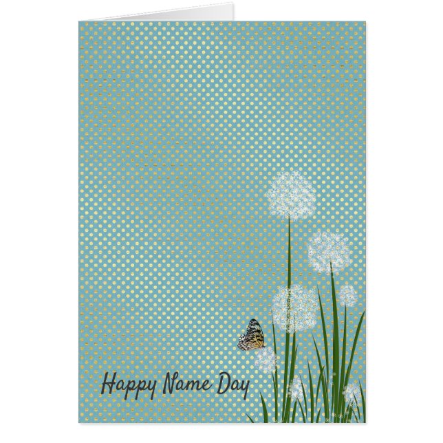 Naam Day-vlinder op puff-bloem (Voorkant)