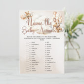 NAAM DE BABY DIEREN Baby shower Spel Schattige Bee Kaart (Staand voorkant)