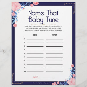 Naam de Baby Tune [Floral Lijst] Briefhoofd