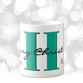 Naam, December Green Turquoise | vrolijk kerstfees Koffiemok
