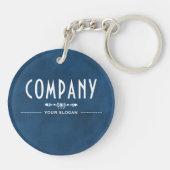 Naam Decoratief Blauw Bedrijf Sleutelhanger (Achterkant)