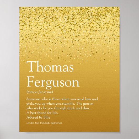 Naam Definitie Gold Glitter Glitzy Modern Fun Poster (Voorkant)