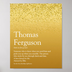 Naam Definitie Goud Glitter Glamourus Modern Plezi Poster