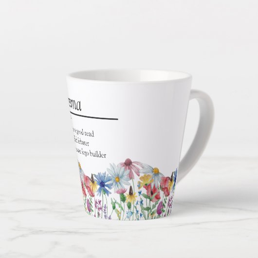 Naam Definitie Land Rustige Wilde bloem Grens Latte Mok (Rechterhoek)