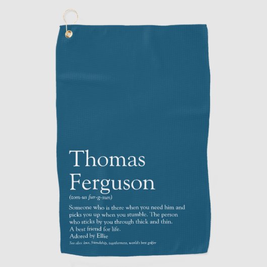 Naam Definitie Leuk Modern Blauw Golfhanddoek (Voorkant)