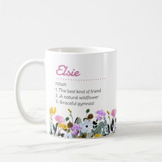 Naam Definitie met Cute Wildflower Border Koffiemok (Links)