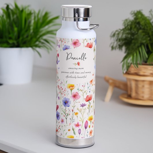 Naam Definitie met Kleurrijk Wildflower Patroon Waterfles
