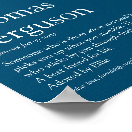 Naam Definitie Modern Typografisch Blauw Poster (Hoek)