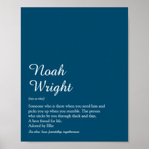 Naam Definitie Script Modern Blauw Leuk Poster