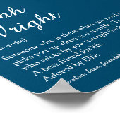 Naam Definitie Script Modern Blauw Plezierig Poster (Hoek)