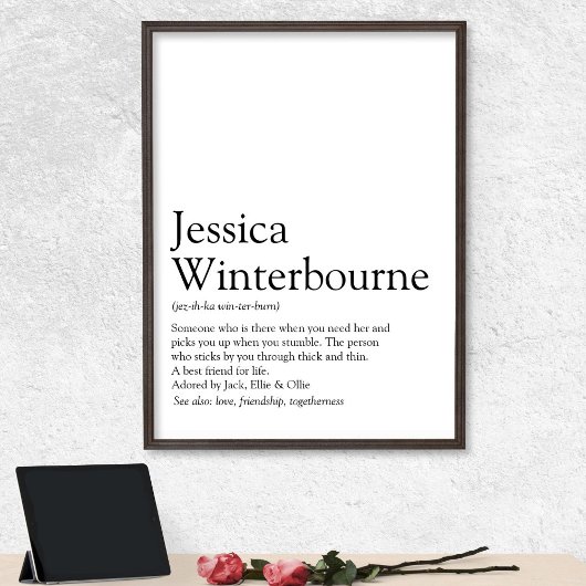 Naam Definitie Typografisch Zwart-wit Poster