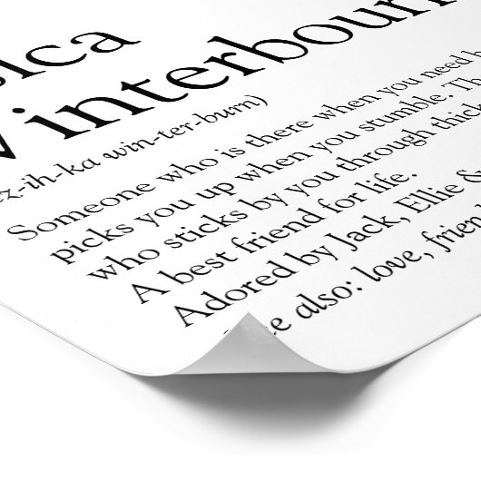 Naam Definitie Typografisch Zwart-wit Poster (Hoek)