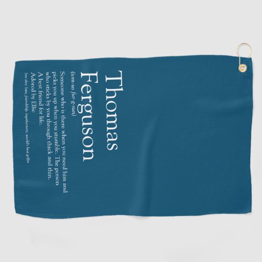 Naam Definitie voor modern blauw Golfhanddoek (Horizontaal)