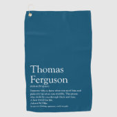 Naam Definitie voor modern blauw Golfhanddoek (Voorkant)