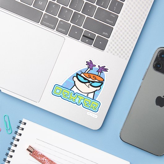 Naam Dexter Grafisch Sticker (Laptop met iPhone)