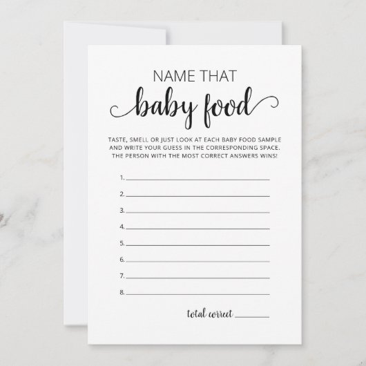 Naam Die Baby Food Baby shower party Kaart (Voorkant)