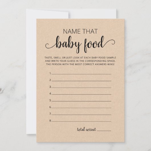 Naam Die Baby Food Baby shower party Kaart (Voorkant)