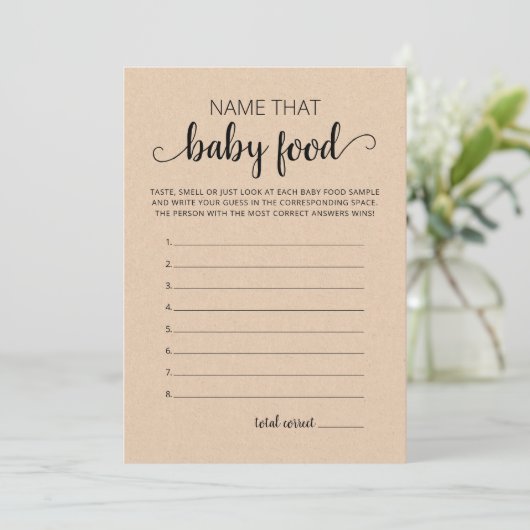 Naam Die Baby Food Baby shower party Kaart (Staand voorkant)