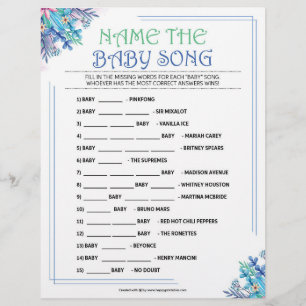 Naam die Baby Song [Blauwe Floral] Briefhoofd