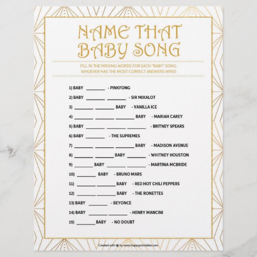 Naam die Baby Song [Golden Lines] Briefhoofd (Voorkant)