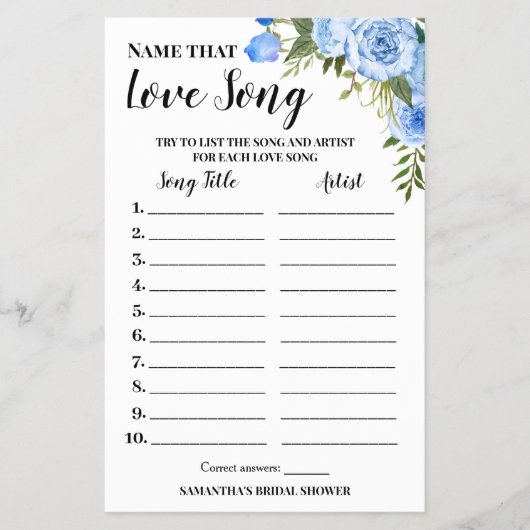 Naam die de Kaart van het Blauwe Spel van het Lief (Voorkant)