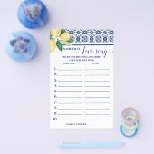 Naam die Liefde Song Mediterraans Douche Spel Kaar Flyer (Enkel)