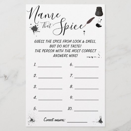 Naam die Specice | Pen & Inkwell-gamekaart Flyer (Voorkant)