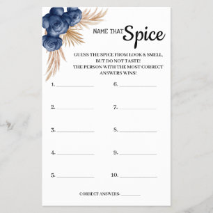Naam die Spice Blue Flower Vrijgezellenfeest Game Flyer